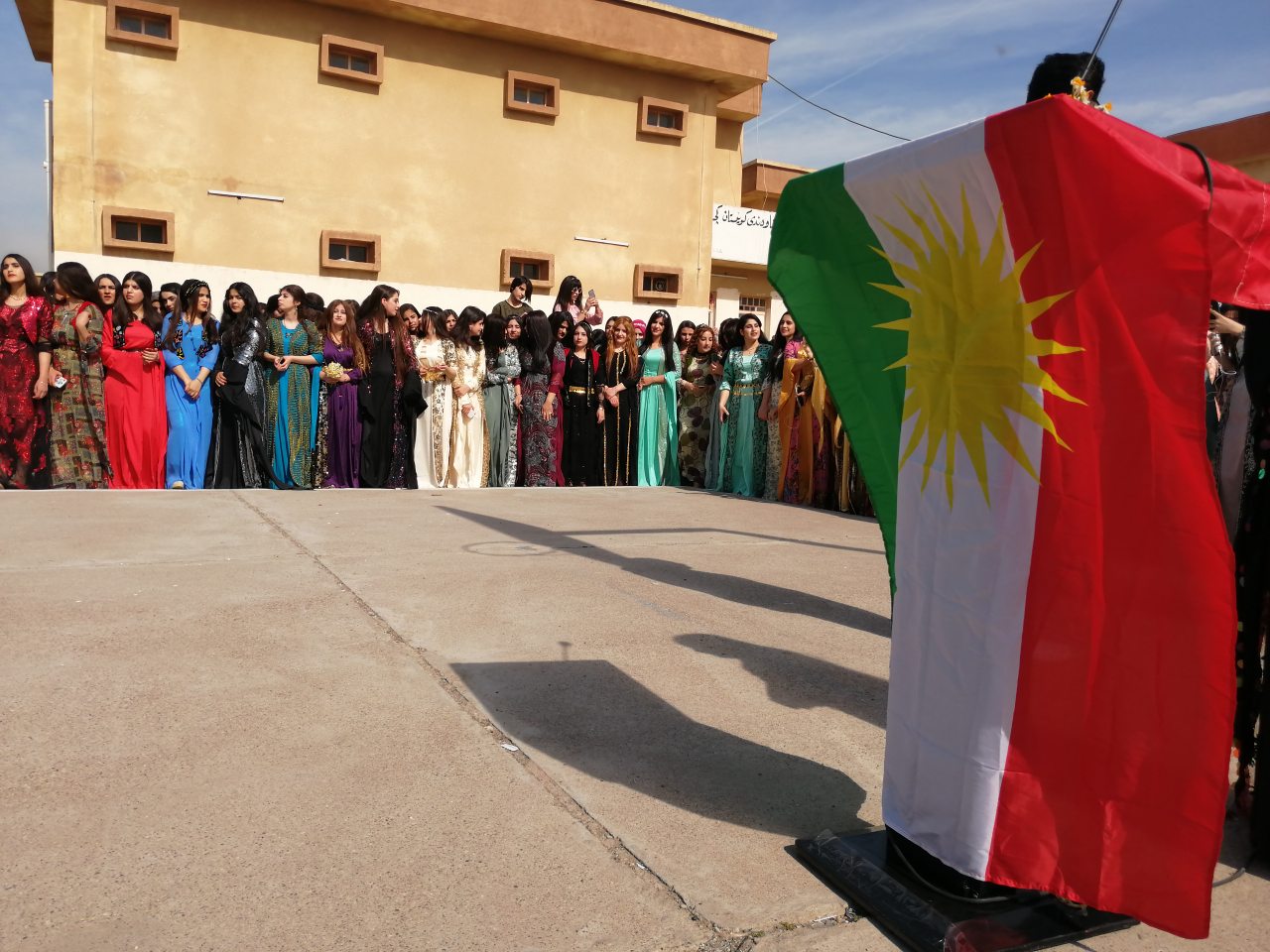 Students in one of Kirkuk schools celebrate the National Day of Clothing, March 10, 2019. (Photo: Kurdistan 24)